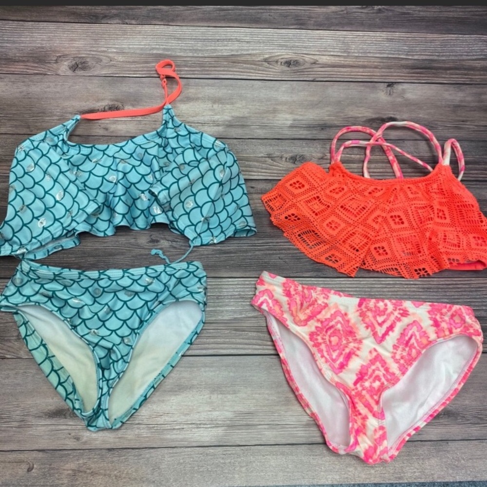 Set of 2 size 6 girls 2 piece bathing suits